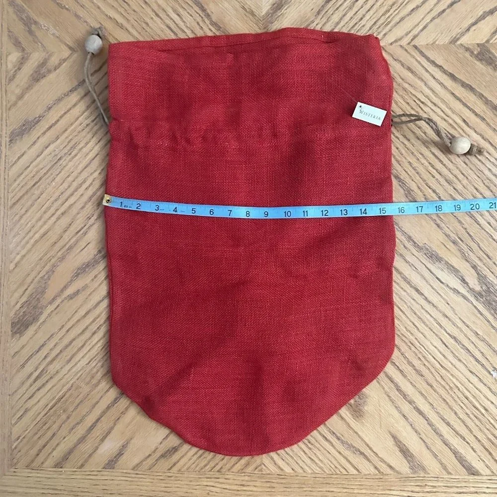 Red Burlap Gift Bags Jumbo Large Holiday Sacks With Drawstring Wood Bead Cinch